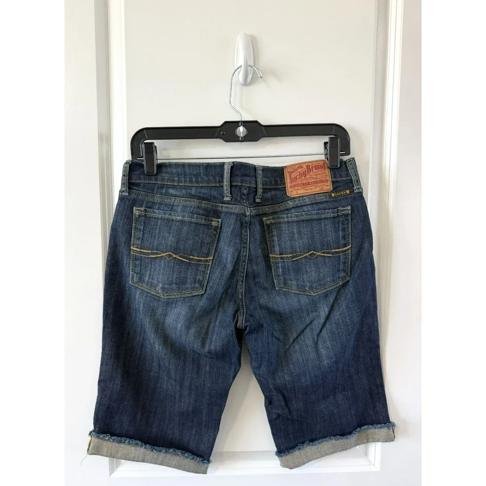 Lucky Brand Medium Wash Blue Denim Jean Bermuda Shorts Long inseam Size 8/29